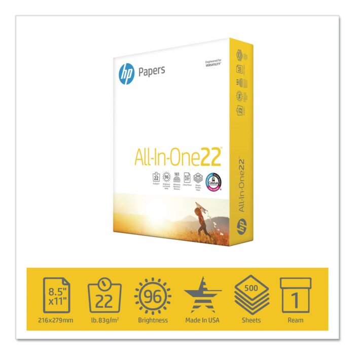 HP Printer Paper, All-In-One 22lb Copy Paper, 96 Bright, 8.5×11 – 1 Mega Ream 750 Sheets