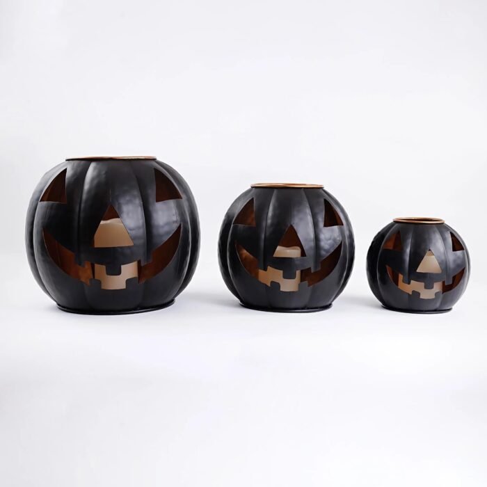 Member’s Mark Pre-Lit Black Metal Jack-O-Lantern, Set of 3