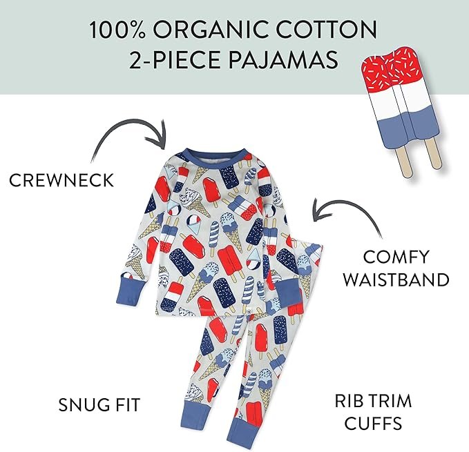 Member’s Mark Toddler & Boys 4-Piece Organic Cotton Pajama Set