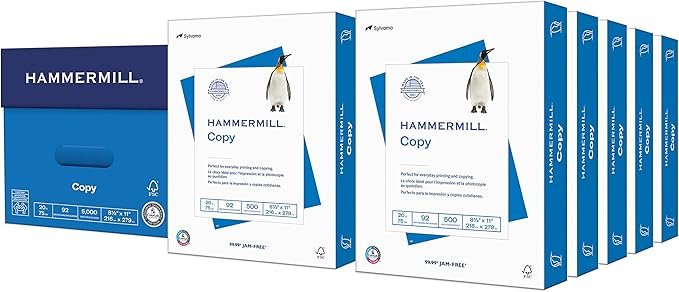 Hammermill Business Copy Paper, 20lb, 92 Bright, 8.5 x 11″, 8 Ream Case