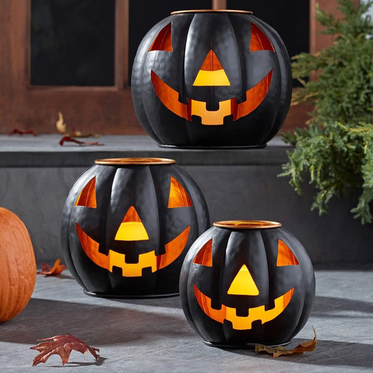 Member’s Mark Pre-Lit Black Metal Jack-O-Lantern, Set of 3