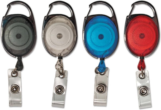 Advantus – Carabiner-Style Retractable ID Card Reel, 30″ Extension, Assorted Colors – 20/PK