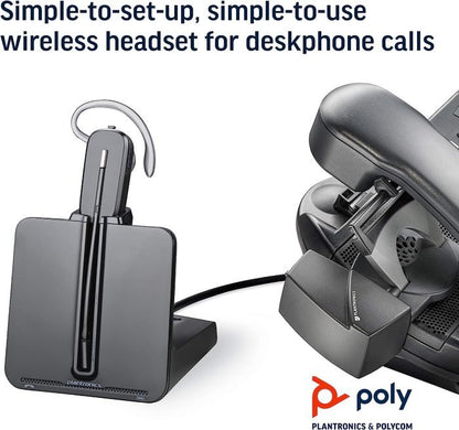 Plantronics – CS540 Wireless DECT Headset (Poly) – Single Ear (Mono) Convertible (3 wearing styles) – Connects to Desk Phone – Noise Canceling Microphone